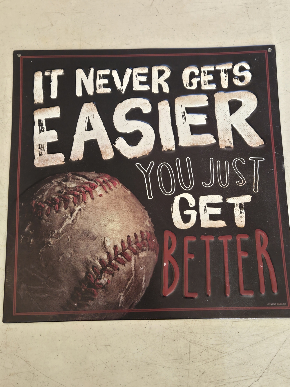 Motivational Baseball Wall Sign - Black & Red